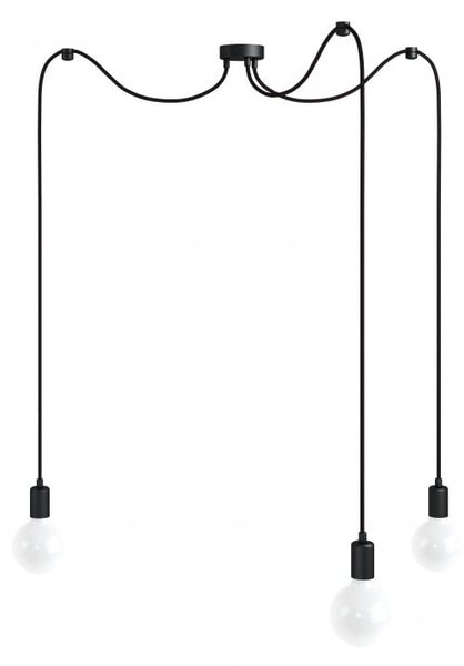 Czarna lampa pająk Loft multi metal line X3 lampa wisząca KOLOROWE KABLE