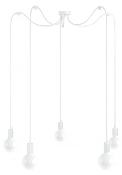 Biała lampa pająk Loft multi metal line X5 lampa wisząca KOLOROWE KABLE