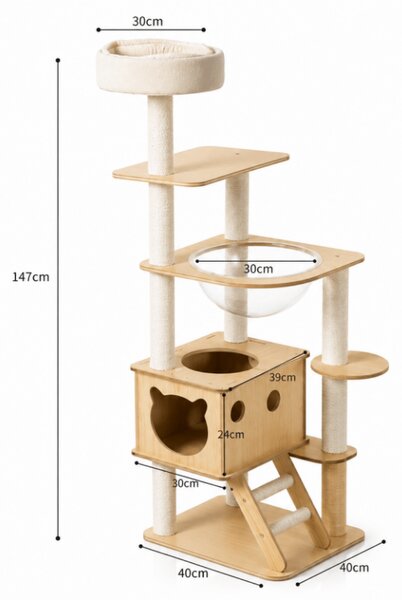 Drapak dla kota HAPPY CAT 147x40x40 cm, beżowy