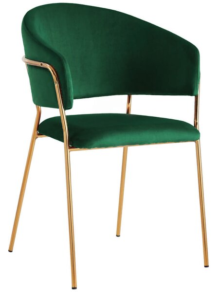 Krzesło Glamour zielone DC-893 welur, złote nogi
