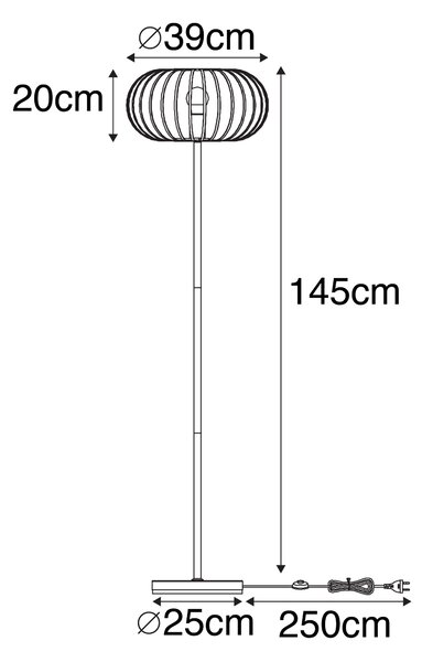 Designerska lampa podłogowa w kolorze rdzawo-brązowym - Johanna