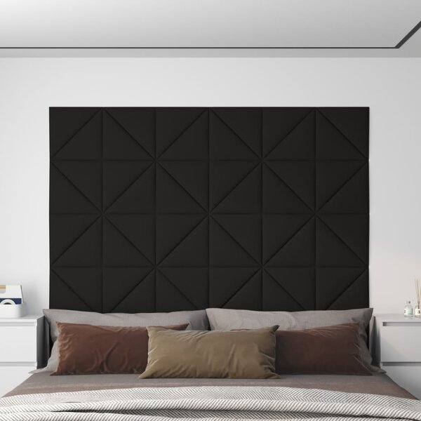 Panele ścienne, 12 szt., czarne, 30x30 cm, tkanina, 1,08 m²
