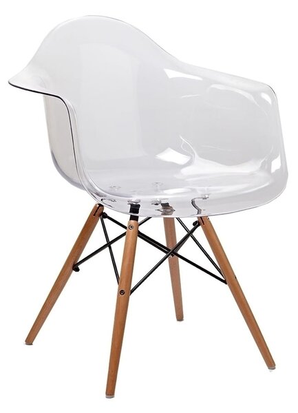 Krzesło Ice Wood Arm Transparentne - Poliweglan, Podstawa Bukowa