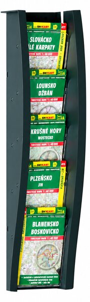 Plastikowy uchwyt ścienny na ulotki, 5x DL, czarny