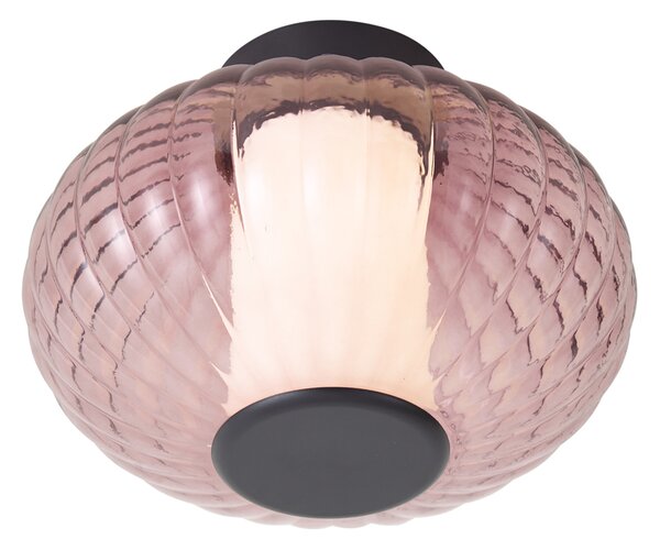 Designerska lampa sufitowa czarna 28 cm z fioletowym szkłem z LED z 3-stopniową regulacją - Margherite