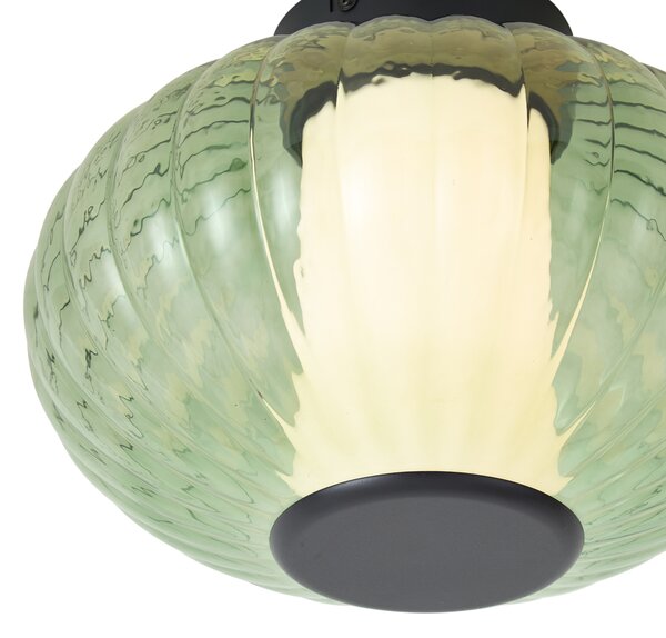 Designerska lampa sufitowa czarna 28 cm z zielonym szkłem, zintegrowany LED, 3-stopniowo ściemnialna - Margherite