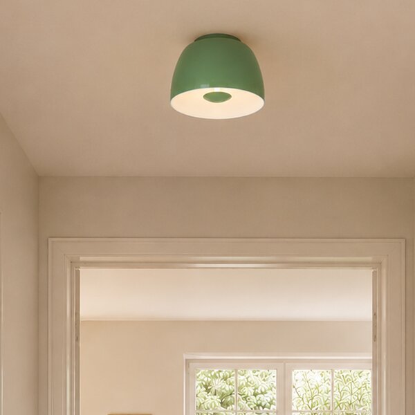 Lampa sufitowa retro zielona z białym wnętrzem, ze ściemnialnym 3-stopniowo LED - Vera