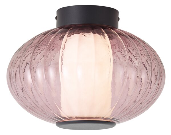 Designerska lampa sufitowa czarna 28 cm z fioletowym szkłem z LED z 3-stopniową regulacją - Margherite
