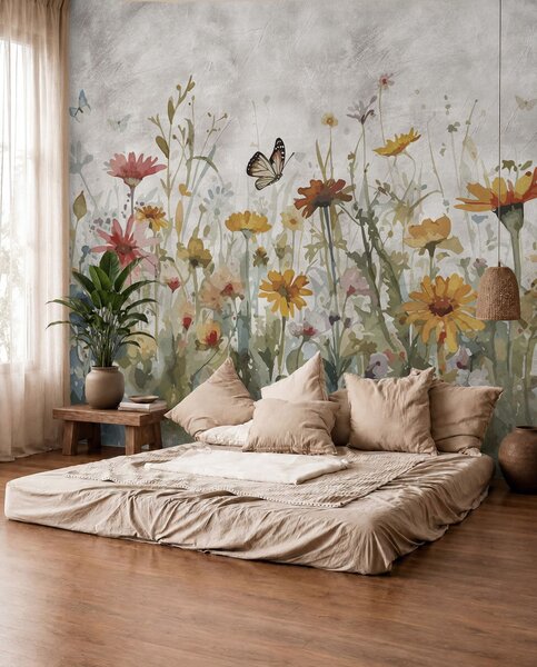 Fototapety Akwarela kwiaty i motyle, Fototapety Natura, u95406 : Uwalls.pl