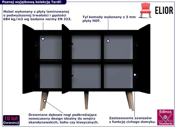 Czarna komoda na nóżkach A4-Z50