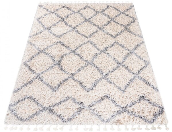 Kremowy dywan shaggy w geometryczny wzór - Nikari 10X