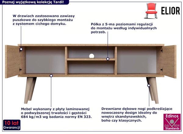 Skandynawska szafka RTV na nóżkach dąb artisan A6-K42