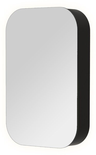 Szafka ?azienkowa z lustrem z o?wietleniem TALOS owalna 40 x 60 cm - szafka ?azienkowa z lustrem z wysokiej jako?ci aluminiowym korpusem w kolorze czarnym matowym