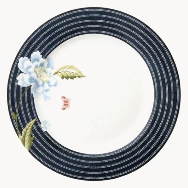 Komplet talerzy śniadaniowych z porcelany Midnight Candy Stripe, 4 elem