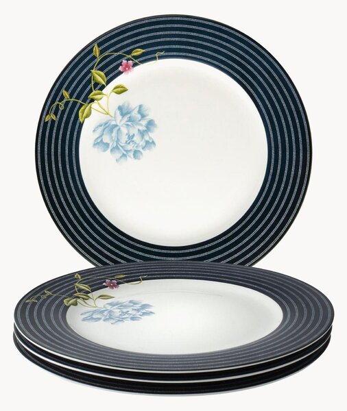 Komplet talerzy z porcelany Midnight Candy Stripe, 4 elem