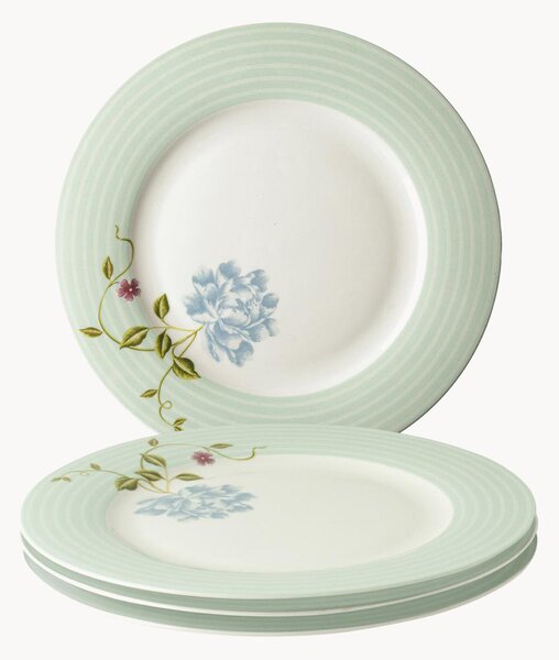 Komplet talerzy z porcelany Mint Candy Stripe, 4 elem