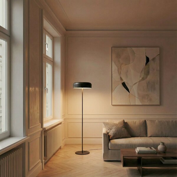 Lampa Podłogowa Lindby, Edion, czarny, salon, metal, nowoczesny