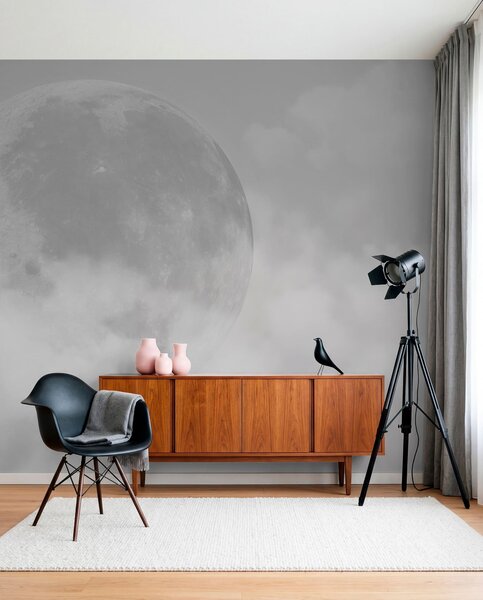 Fototapety Wielki księżyc wśród chmur w stylu loftu w szarym kolorze, Fototapety Kosmos, w00548v1 : Uwalls.pl
