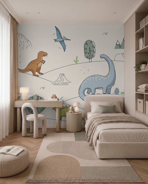 Fototapety Kolorowe dinozaury na wzgórzach, Fototapety Dziecięce, Fototapety Dinozaury, w00637 : Uwalls.pl