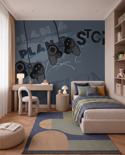 Fototapety Tapeta dla dzieci dla nastolatków z joystickami i graficznymi, Fototapety Młodzieżowe, Fototapety Dla nastolatka, w00829 : Uwalls.pl