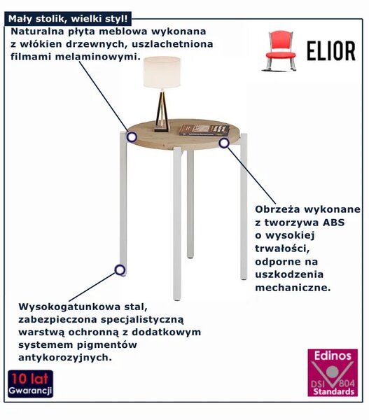 Nowoczesny okrągły stolik kawowy dąb artisan T7-R08