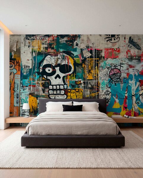 Fototapety Kolorowe graffiti w stylu Basquiata, Fototapety Graffiti, w01187 : Uwalls.pl