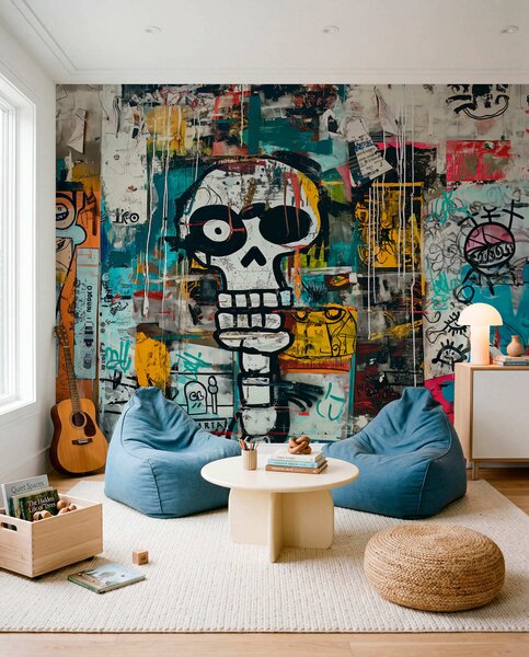 Fototapety Kolorowe graffiti w stylu Basquiata, Fototapety Graffiti, w01187 : Uwalls.pl