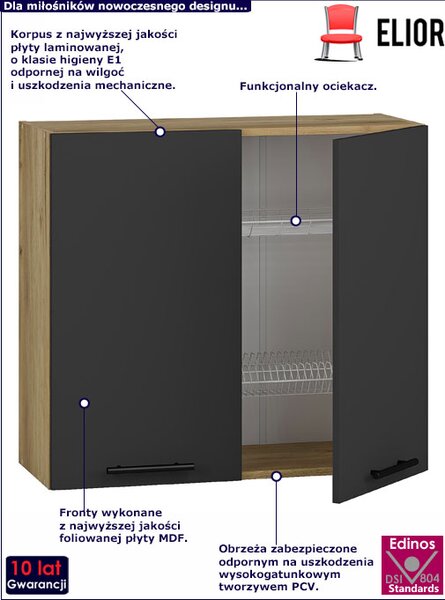 Antracytowa szafka wisząca z ociekaczem do kuchni M5-N30