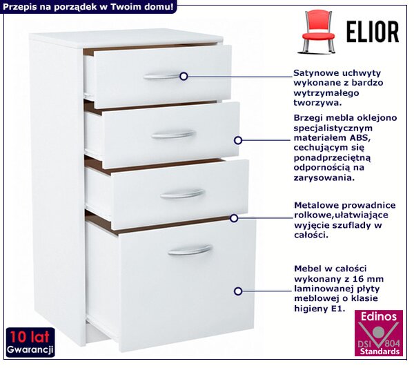 Biała komoda z szufladami mat E2-E25