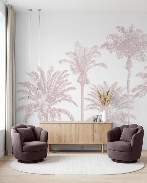 Fototapety Tropikalna oaza palmowa w minimalnym różowym kolorze, Fototapety Natura, w08111v1 : Uwalls.pl