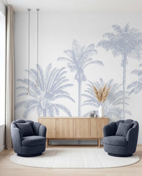 Fototapety Oaza tropikalnych palm, minimalny niebieski kolor, Fototapety Natura, w08111v4 : Uwalls.pl