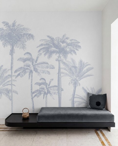 Fototapety Oaza tropikalnych palm, minimalny niebieski kolor, Fototapety Natura, w08111v4 : Uwalls.pl