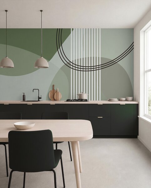 Fototapety Linia abstrakcji geometrycznej i minimalizm koła w nowoczesnym stylu, kolor zielony, Fototapety Abstrakcja, w08173v1 : Uwalls.pl