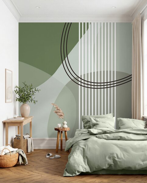 Fototapety Linia abstrakcji geometrycznej i minimalizm koła w nowoczesnym stylu, kolor zielony, Fototapety Abstrakcja, w08173v1 : Uwalls.pl