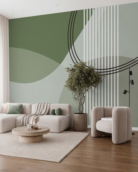 Fototapety Linia abstrakcji geometrycznej i minimalizm koła w nowoczesnym stylu, kolor zielony, Fototapety Abstrakcja, w08173v1 : Uwalls.pl