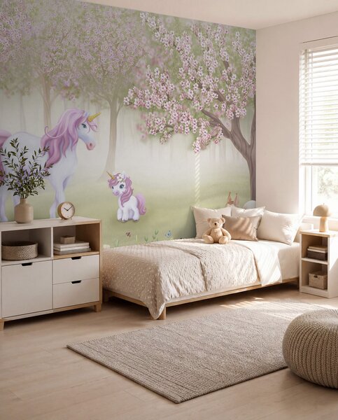 Fototapety Jednorożce w magicznym lesie ze zwierzętami, Fototapety Dziecięce, Fototapety Jednorożec, w02269 : Uwalls.pl