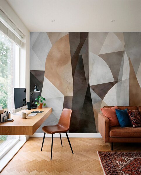 Fototapety Abstrakcyjna sztuka nowoczesna, teksturowane geometryczne kształty w odcieniach brązu, szarości, Fototapety Abstrakcja, w08530 : Uwalls.pl