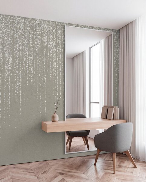 Fototapety Pionowy, elegancki nadruk girlandy w kropki na beżowym, teksturowanym tle,, Fototapety 3D, Fototapety 3d liście, w08470 : Uwalls.pl