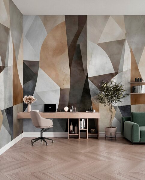 Fototapety Abstrakcyjna sztuka nowoczesna, teksturowane geometryczne kształty w odcieniach brązu, szarości, Fototapety Abstrakcja, w08530 : Uwalls.pl