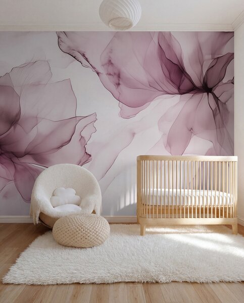 Fototapety Kwiaty w płynnym stylu, kwiatowa abstrakcja, akwarela, różowa paleta kolorów , Fototapety Akwarele, w03406v1 : Uwalls.pl