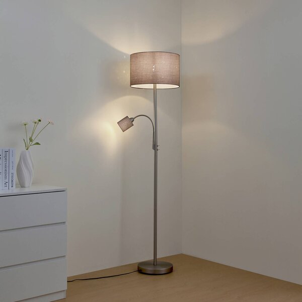 Lampa stojąca Jaileen Lindby, aluminiowy / szary / cynkowy, salon / jadalnia, metal, nowoczesny