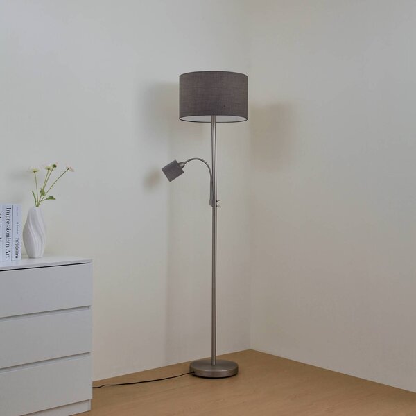 Lampa stojąca Jaileen Lindby, aluminiowy / szary / cynkowy, salon / jadalnia, metal, nowoczesny