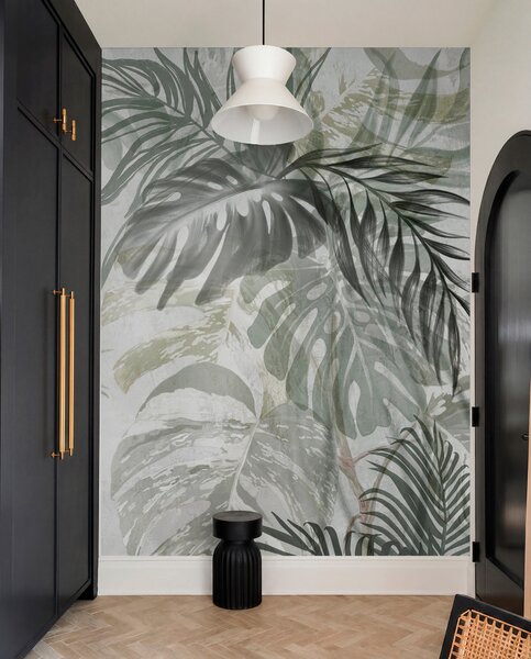 Fototapety Monstera i liście palmy w odcieniach zieleni i szarości, botaniczne, tropikalne liście, rośliny, Fototapety Natura, w09011 : Uwalls.pl