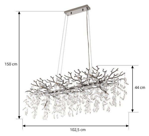Lampa wisząca kryształowa Bellora Lucande, możliwość ściemniania, chromowy / srebrny, salon / jadalnia, kryształ, nowoczesny