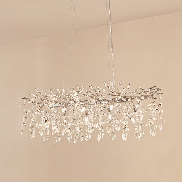 Lampa wisząca kryształowa Bellora Lucande, możliwość ściemniania, chromowy / srebrny, salon / jadalnia, kryształ, nowoczesny
