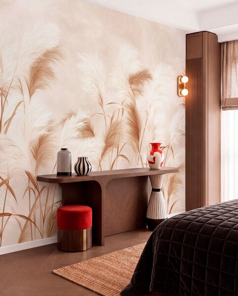 Fototapety Elegancka trawa pampasowa kwitnie w delikatnych beżowych i mlecznych odcieniach, Fototapety Natura, w09150v1 : Uwalls.pl