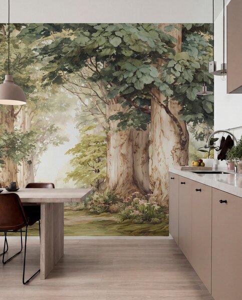 Fototapety Leśna ścieżka wśród majestatycznych drzew w stylu akwareli, Fototapety Natura, w09404 : Uwalls.pl