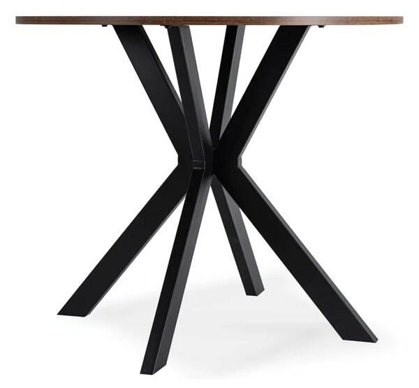 Zestaw Stół Okrągły LAUREN 80 cm Dąb Rustykalny/Czarny i 4 Krzesła PERU Czarne