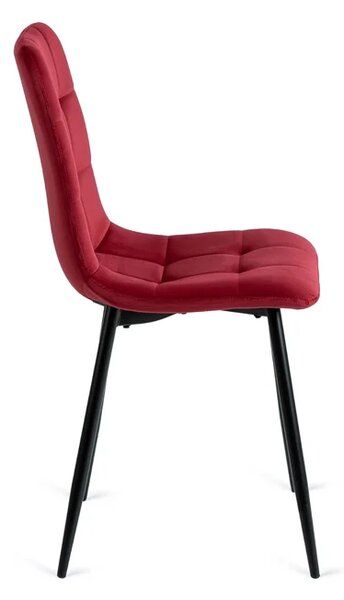 Zestaw Stół Okrągły LAUREN 80 cm Dąb Rustykalny/Czarny i 4 Krzesła PERU Bordowe