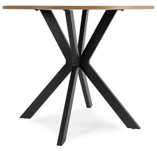 Zestaw Stół Okrągły LAUREN 80 cm Dąb Złoty/Czarny i 4 Krzesła ROBIN Zielone